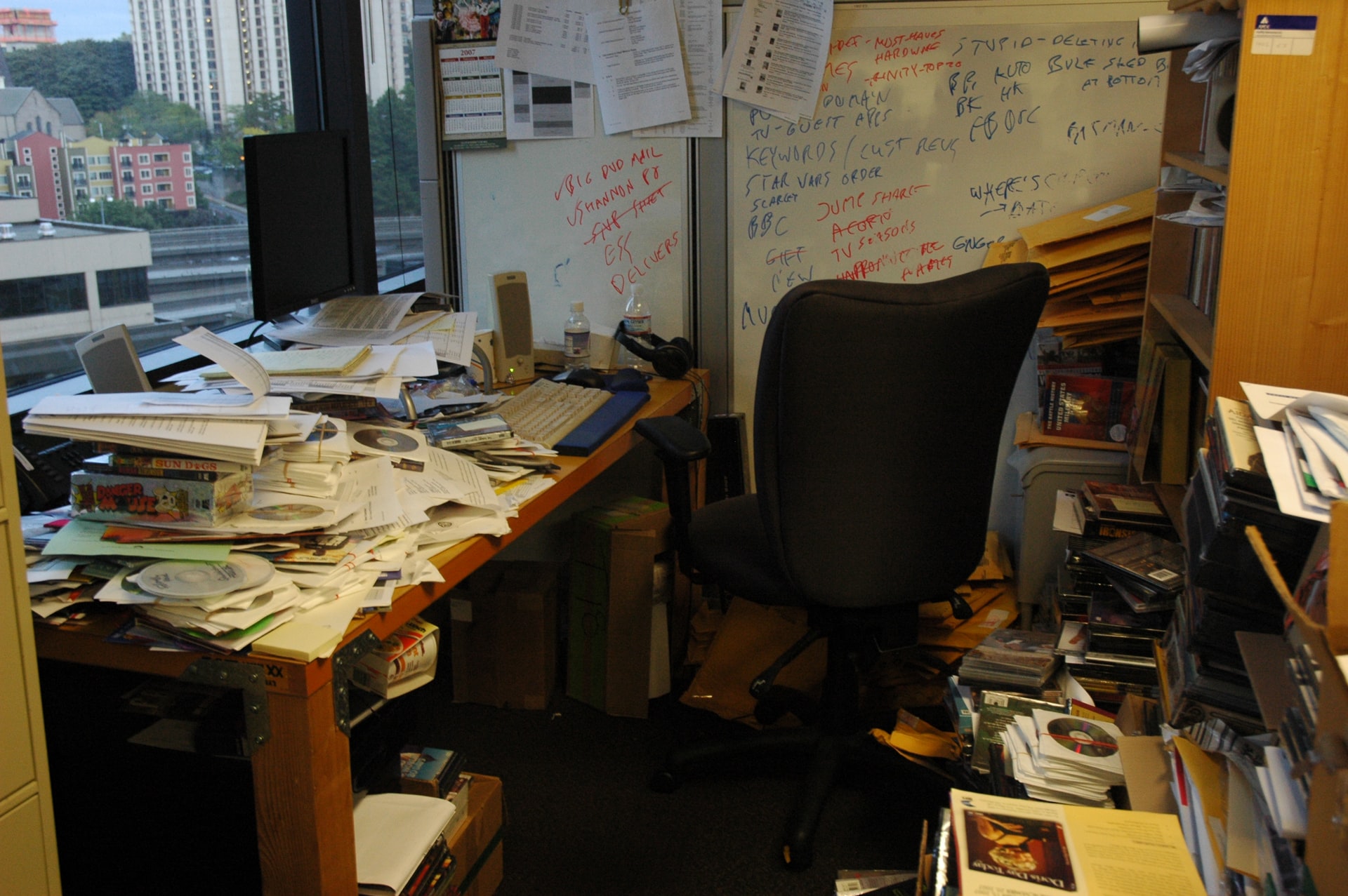 Incredibly messy desk.